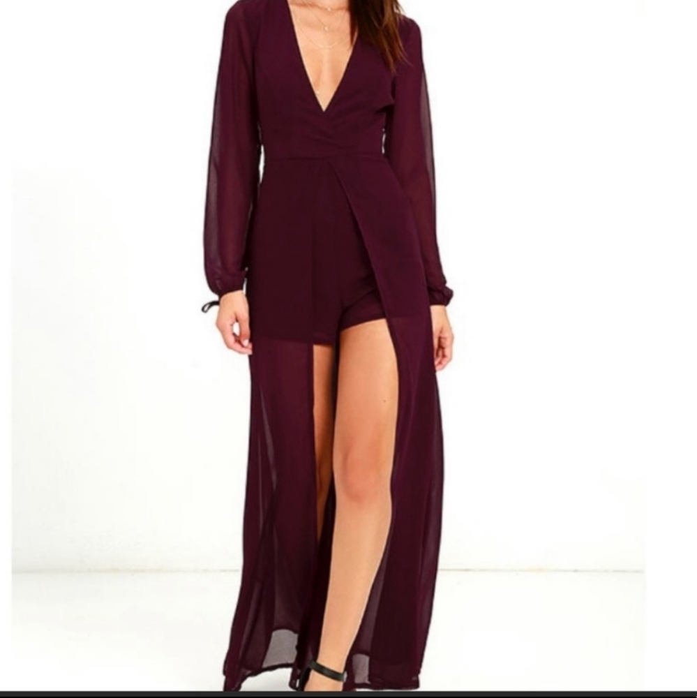 Lulu’s Gone with the Whirlwind  Plum Purple Romper Dress